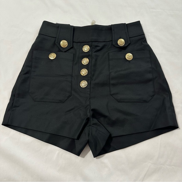 NWT Flavio Castellani Size 40 Black Shorts High Waist - Picture 1 of 7